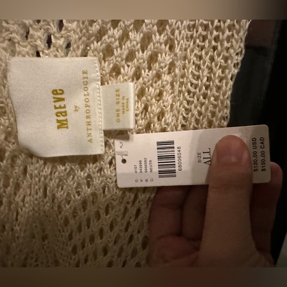 NWT Maeve by Anthropologie Crochet Maxi Dress Beach Cover Up - Neutral - OSFA - Picture 3 of 5